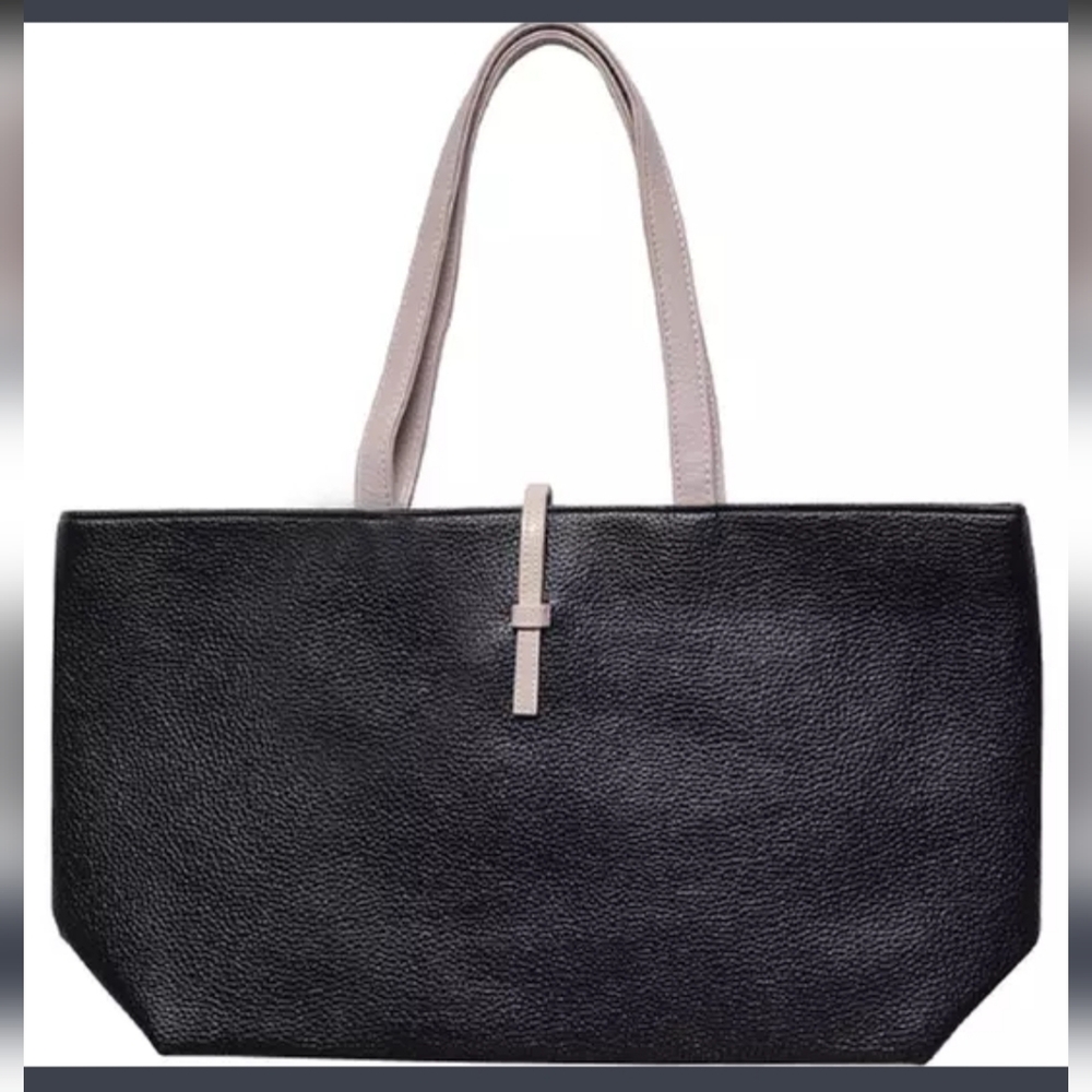 Faux Leather Black Tote Bag